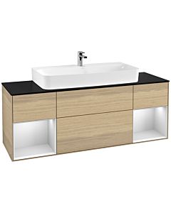 Villeroy und Boch Finion Villeroy und Boch Finion G212MTPC 160cm, cover plate black matt, Emotion, shelves white matt lacquer, Oak Veneer