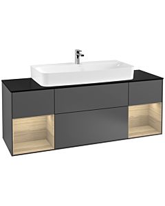 Villeroy und Boch Finion Villeroy und Boch G212PCGK 160cm, plaque de finition noir mat, émotion, étagères Oak Veneer , anthracite mat