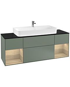 Villeroy und Boch Finion Villeroy und Boch Finion G212PCGM 160cm, cover plate black matt, Emotion, shelves Oak Veneer , Olive Matt Lacquer