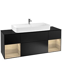 Villeroy und Boch Finion Waschtischunterschrank G212PCPD 160cm, Abdeckplatte black matt, Emotion, Regale Oak Veneer, Black matt lacquer