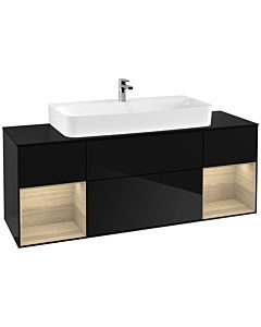 Villeroy und Boch Finion Villeroy und Boch G212PCPH 160cm, plaque de finition noir mat, émotion, étagères Oak Veneer , Glossy Black Lacquer