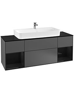 Villeroy und Boch Finion Villeroy und Boch Finion G212PHGK 160cm, cover plate black matt, Emotion, shelves Glossy black lacquer, anthracite matt