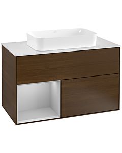 Villeroy und Boch Finion Villeroy und Boch Finion G241GJGN 100cm, cover plate white matt, Emotion, shelf left light gray matt, walnut veneer