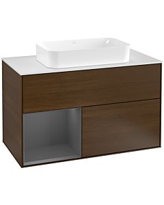 Villeroy und Boch Finion Villeroy und Boch Finion G241GKGN 100cm, cover plate white matt, Emotion, shelf on the left anthracite matt, walnut veneer