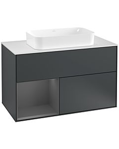 Villeroy und Boch Finion Villeroy und Boch Finion G241GKHG 100cm, cover plate white matt, Emotion, shelf left anthracite matt, midnight Blue Matt Lacquer