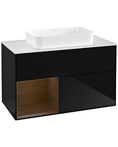 Villeroy und Boch Finion Villeroy und Boch Finion G241GNPH 100cm, cover plate white matt, Emotion, shelf left Glossy Black Lacquer veneer, Glossy Black Lacquer