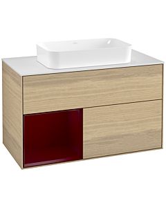 Villeroy und Boch Finion Villeroy und Boch G241HBPC 100cm, plaque de finition blanc mat, émotion, étagère à gauche Peony , Oak Veneer