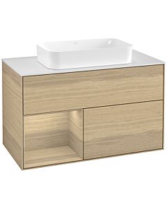 Villeroy und Boch Finion Villeroy und Boch G241PCPC 100cm, plaque de finition blanc mat, émotion, étagère à gauche Oak Veneer , Oak Veneer