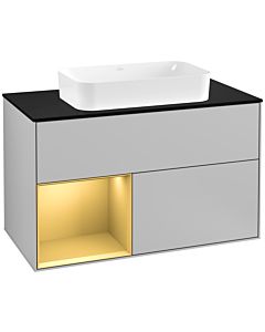 Villeroy und Boch Finion Villeroy und Boch Finion G242HFGJ 100cm, cover plate black matt, Emotion, shelf left gold matt, light gray matt