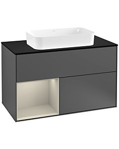 Villeroy und Boch Finion Villeroy und Boch Finion G242HHGK 100cm, cover plate black matt, emotion, shelf on the left Sand Matt Lacquer , anthracite matt