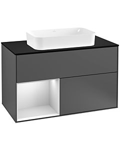 Villeroy und Boch Finion Villeroy und Boch Finion G242MTGK 100cm, cover plate black matt, Emotion, shelf left white matt lacquer, anthracite matt