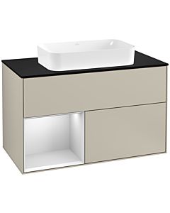 Villeroy und Boch Finion Villeroy und Boch Finion G242MTHH 100cm, cover plate black matt, Emotion, shelf left white matt lacquer, Sand Matt Lacquer