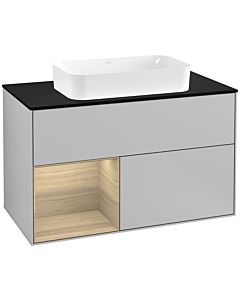 Villeroy und Boch Finion Villeroy und Boch Finion G242PCGJ 100cm, cover plate black matt, Emotion, shelf left Oak Veneer , light gray matt