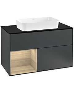Villeroy und Boch Finion Villeroy und Boch Finion G242PCHG 100cm, cover plate black matt, Emotion, shelf left Oak Veneer , midnight Blue Matt Lacquer