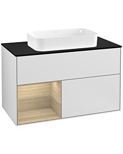 Villeroy und Boch Finion Villeroy und Boch Finion G242PCMT 100cm, cover plate black matt, Emotion, shelf left Oak Veneer , white matt lacquer