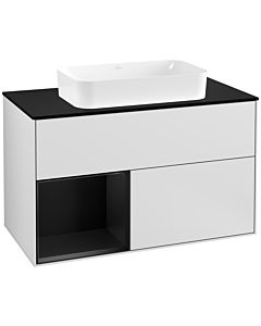 Villeroy und Boch Finion Villeroy und Boch Finion G242PDMT 100cm, cover plate black matt, Emotion, shelf left black matt lacquer, white matt lacquer