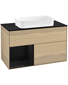 Villeroy und Boch Finion Villeroy und Boch Finion G242PHPC 100cm, cover plate black matt, Emotion, shelf left Glossy Black Lacquer , Oak Veneer