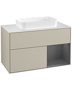 Villeroy und Boch Finion Villeroy und Boch Finion G251GKHH 100cm, cover plate white matt, Emotion, shelf on the right anthracite matt, Sand Matt Lacquer