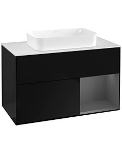 Villeroy und Boch Finion Villeroy und Boch Finion G251GKPH 100cm, cover plate white matt, Emotion, shelf on the right anthracite matt, Glossy Black Lacquer