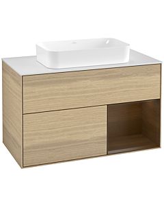Villeroy und Boch Finion Villeroy und Boch Finion G251GNPC 100cm, cover plate white matt, Emotion, shelf on the right Oak Veneer veneer, Oak Veneer