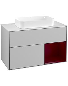 Villeroy und Boch Finion Waschtischunterschrank G251HBGJ 100cm, Abdeckplatte white matt, Emotion, Regal rechts Peony, Light grey matt