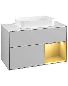 Villeroy und Boch Finion Villeroy und Boch Finion G251HFGJ 100cm, cover plate white matt, Emotion, shelf on the right matt gold, matt light gray