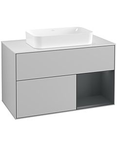 Villeroy und Boch Finion Villeroy und Boch Finion G251HGGJ 100cm, cover plate white matt, Emotion, shelf on the right Midnight Blue Matt Lacquer , light gray matt