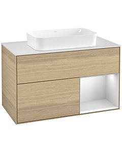 Villeroy und Boch Finion Villeroy und Boch Finion G251MTPC 100cm, cover plate white matt, Emotion, shelf on the right white matt lacquer, Oak Veneer