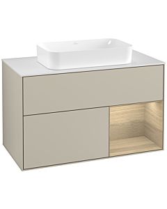 Villeroy und Boch Finion Villeroy und Boch Finion G251PCHH 100cm, cover plate white matt, Emotion, shelf on the right Oak Veneer , Sand Matt Lacquer