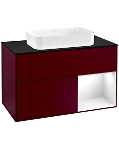 Villeroy und Boch Finion Villeroy und Boch Finion G252GFHB 100cm, cover plate black matt, Emotion, shelf right Glossy white lacquer, Peony Matt