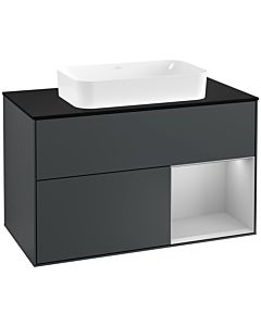 Villeroy und Boch Finion Villeroy und Boch Finion G252GJHG 100cm, cover plate black matt, Emotion, shelf on the right light gray matt, midnight Blue Matt Lacquer