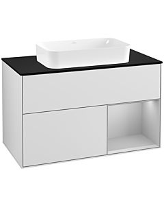 Villeroy und Boch Finion Villeroy und Boch Finion G252GJMT 100cm, cover plate black matt, Emotion, shelf right light gray matt, white matt lacquer