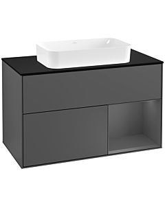 Villeroy und Boch Finion Villeroy und Boch G252GKGK 100cm, plaque de finition noir mat, Emotion, étagère droite Anthracite mat, Anthracite mat