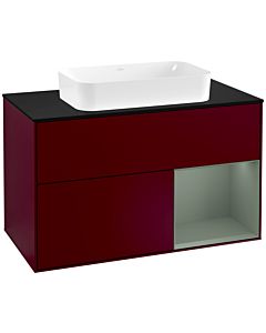 Villeroy und Boch Finion Villeroy und Boch Finion G252GMHB 100cm, cover plate black matt, Emotion, shelf on the right Olive Matt Lacquer , Peony Matt