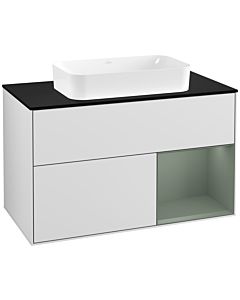 Villeroy und Boch Finion Villeroy und Boch Finion G252GMMT 100cm, cover plate black matt, Emotion, shelf right Olive Matt Lacquer , white matt lacquer