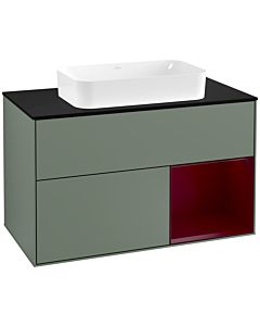 Villeroy und Boch Finion Villeroy und Boch Finion G252HBGM 100cm, cover plate black matt, Emotion, shelf on the right Peony , Olive Matt Lacquer