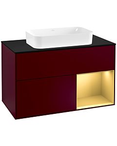Villeroy und Boch Finion Villeroy und Boch Finion G252HFHB 100cm, cover plate matt black, Emotion, shelf on the right matt gold, Peony Matt