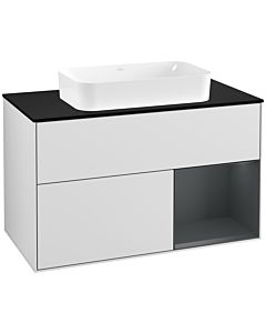 Villeroy und Boch Finion Villeroy und Boch Finion G252HGMT 100cm, cover plate black matt, Emotion, shelf on the right Midnight Blue Matt Lacquer , white matt lacquer