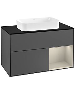 Villeroy und Boch Finion Villeroy und Boch Finion G252HHGK 100cm, cover plate black matt, Emotion, shelf on the right Sand matt, anthracite matt