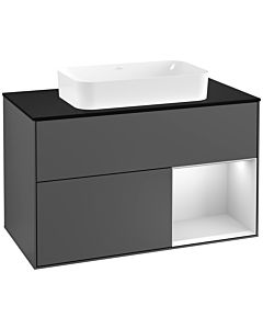 Villeroy und Boch Finion Villeroy und Boch Finion G252MTGK 100cm, cover plate black matt, Emotion, shelf on the right white matt lacquer, anthracite matt
