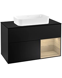 Villeroy und Boch Finion Villeroy und Boch Finion G252PCPD 100cm, cover plate black matt, Emotion, shelf right Oak Veneer , black matt lacquer