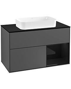 Villeroy und Boch Finion Villeroy und Boch G252PHGK 100cm, plaque de finition noir mat, émotion, étagère à droite Glossy Black Lacquer , anthracite mat