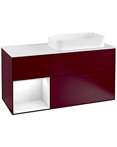 Villeroy und Boch Finion Waschtischunterschrank G271GFHB 120cm, Abdeckplatte white matt, Emotion, Regal links Glossy white lacquer, Peony Matt