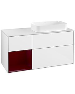 Villeroy und Boch Finion Villeroy und Boch G271HBGF 120cm, plaque de finition blanc mat, émotion, étagère à gauche Peony , laqué blanc brillant