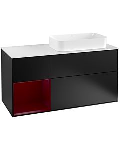 Villeroy und Boch Finion Villeroy und Boch Finion G271HBPD 120cm, cover plate white matt, Emotion, shelf left Peony , black matt lacquer