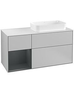 Villeroy und Boch Finion Waschtischunterschrank G271HGGJ 120cm, Abdeckplatte white matt, Emotion, Regal links Midnight Blue Matt Lacquer, Light grey matt