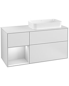 Villeroy und Boch Finion Waschtischunterschrank G271MTMT 120cm, Abdeckplatte white matt, Emotion, Regal links White matt lacquer, White matt lacquer