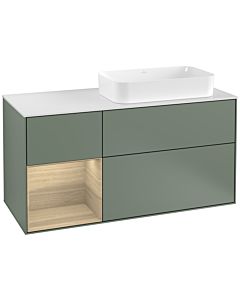 Villeroy und Boch Finion Villeroy und Boch G271PCGM 120cm, plaque de finition blanc mat, émotion, étagère à gauche Oak Veneer , Olive Matt Lacquer