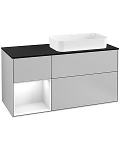 Villeroy und Boch Finion Villeroy und Boch Finion G272GFGJ 120cm, cover plate black matt, Emotion, shelf left glossy white lacquer, light gray matt