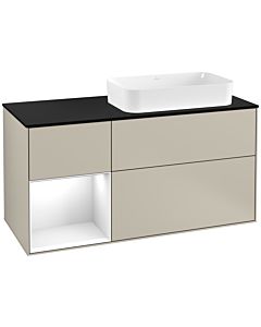 Villeroy und Boch Finion Villeroy und Boch Finion G272GFHH 120cm, cover plate black matt, Emotion, shelf left Glossy white lacquer, Sand Matt Lacquer